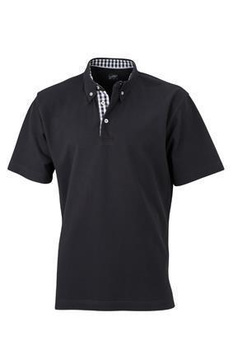Herren Poloshirt Plain ~ schwarz/schwarz-wei XL