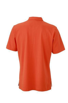 Herren Poloshirt Plain ~ dunkel-orange/blau-orange-wei S