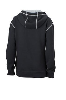 Damen Sweatshirt mit Kapuze ~ schwarz/heatergrau S