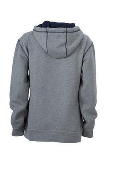 Damen Sweatshirt mit Kapuze ~ grau-melange/navy L