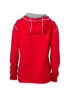 Damen Sweatshirt mit Kapuze ~ rot/heathergrau XL