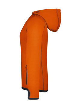 Damen Fleecejacke mit Kapuze ~ dunkel-orange/carbon-grau L