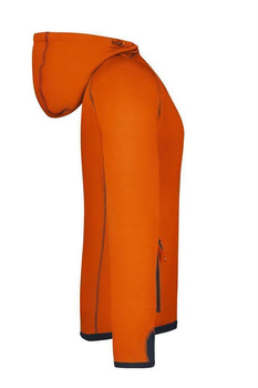 Damen Fleecejacke mit Kapuze ~ dunkel-orange/carbon-grau L
