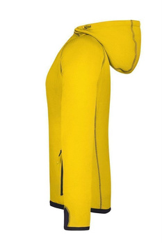 Damen Fleecejacke mit Kapuze ~ gelb/carbon-grau S