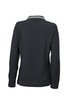 Damen Langarm Poloshirt Coldblack ~ schwarz/off-wei XL