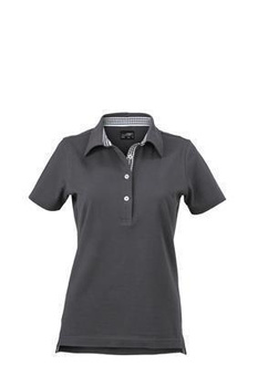 Damen Poloshirt Plain ~ graphit/wei XL