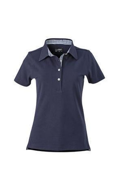 Damen Poloshirt Plain ~ navy/wei XL