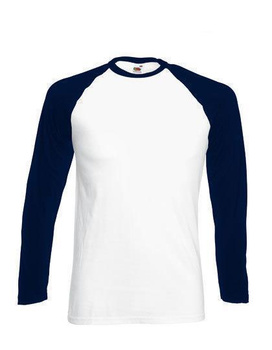 Baseball Langarm T-Shirt ~ Wei/Deep Navy S