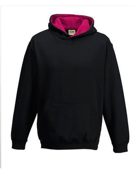 Kinder Kapuzen Sweatshirt ~ jet schwarz/hot pink 5/6 (S)