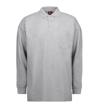 PRO Wear Langarm Poloshirt | Tasche Grau meliert 2XL