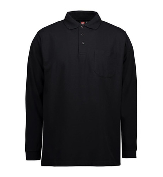 PRO Wear Langarm Poloshirt | Tasche Schwarz 4XL