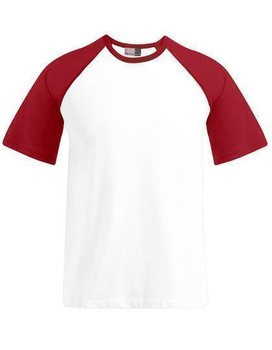 Herren Raglan T-Shirt ~ Wei/Rot XXL