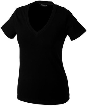 Damen V-Neck T-Shirt ~ schwarz XXL