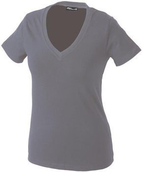 Damen V-Neck T-Shirt ~ dunkelgrau XL
