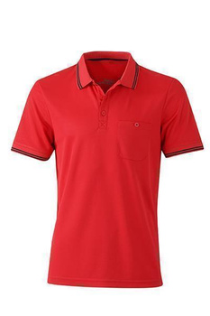 Hochwertiges Herren Sport-Poloshirt  ~ rot/schwarz S