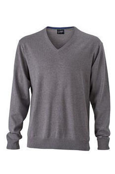 Herren Sweatshirt V-Ausschnitt ~ grau meliert XL