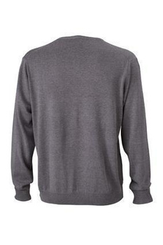 Herren Sweatshirt V-Ausschnitt ~ grau meliert 3XL