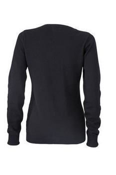 Damen Sweatshirt mit V-Ausschnitt ~ schwarz M