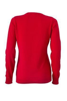 Damen Sweatshirt mit V-Ausschnitt ~ rot XS