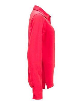 Damen Langarm Polohemd ~ rot/blau-wei XL