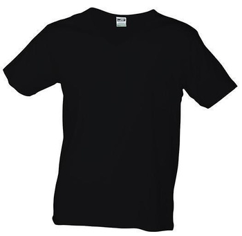 Herren Slim Fit V-Neck T-Shirt ~ schwarz XXL