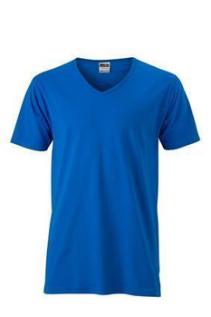 Herren Slim Fit V-Neck T-Shirt ~ cobalt XXL