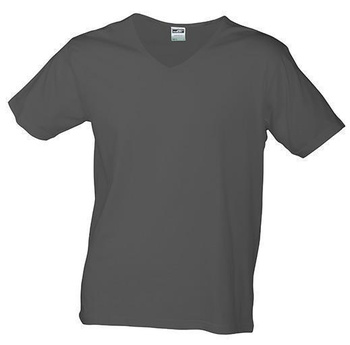 Herren Slim Fit V-Neck T-Shirt ~ graphit XXL