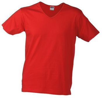 Herren Slim Fit V-Neck T-Shirt ~ rot XL