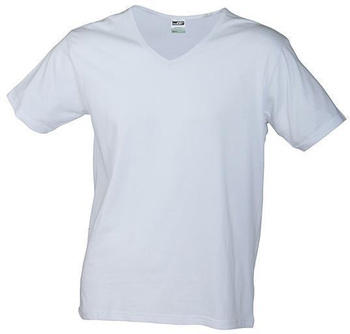 Herren Slim Fit V-Neck T-Shirt ~ wei XL