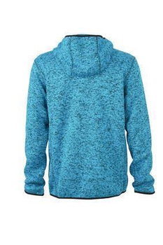 Mens Knitted Fleece Hoody ~ blau-melange/schwarz S