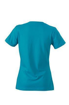Damen Slim Fit V-Neck T-Shirt ~ caribbean-blau M