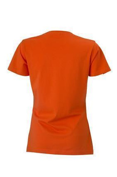 Damen Slim Fit V-Neck T-Shirt ~ dunkel-orange L