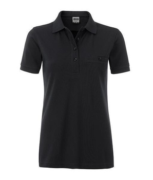 Damen Arbeits-Poloshirt mit Brusttasche ~ schwarz 4XL
