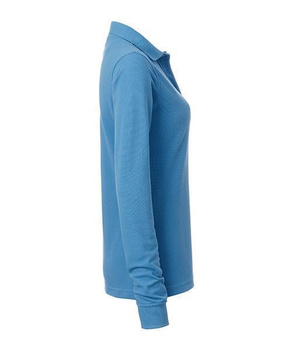 Damen Arbeits Langarm Poloshirt mit Brusttasche ~ wasserblau XL