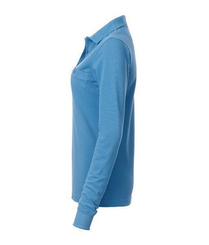 Damen Arbeits Langarm Poloshirt mit Brusttasche ~ wasserblau XL