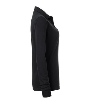 Damen Arbeits Langarm Poloshirt mit Brusttasche ~ schwarz XL