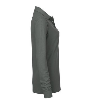 Damen Arbeits Langarm Poloshirt mit Brusttasche ~ dunkelgrau XS