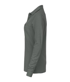 Damen Arbeits Langarm Poloshirt mit Brusttasche ~ dunkelgrau XL