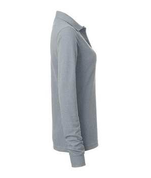 Damen Arbeits Langarm Poloshirt mit Brusttasche ~ grau-heather S