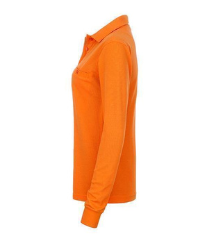 Damen Arbeits Langarm Poloshirt mit Brusttasche ~ orange XS