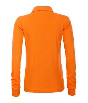 Damen Arbeits Langarm Poloshirt mit Brusttasche ~ orange XL