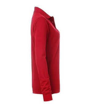Damen Arbeits Langarm Poloshirt mit Brusttasche ~ rot XS