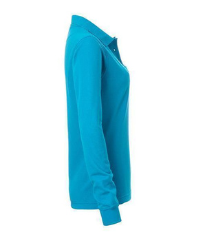 Damen Arbeits Langarm Poloshirt mit Brusttasche ~ trkis XL