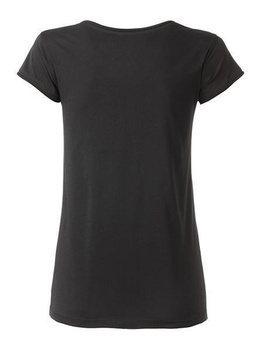 Damen T-Shirt mit stylischem Rollsaum ~ schwarz L
