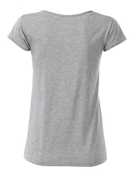 Damen T-Shirt mit stylischem Rollsaum ~ grau-heather L