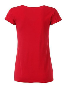 Damen T-Shirt mit stylischem Rollsaum ~ rot XS