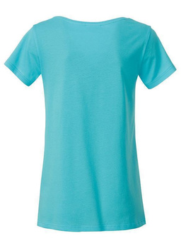 Tailliertes Damen T-Shirt aus Bio-Baumwolle ~ pazifikblau M