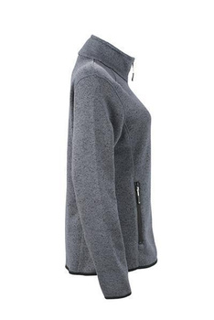 Damen Strickfleece Jacke  ~ dunkelgrau-melange/silver XL