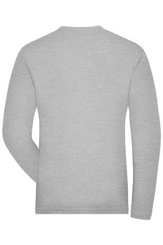 Herren BIO Stretch Langarm T-Shirt - JN1804 SOLID - ~ grau-heather XS
